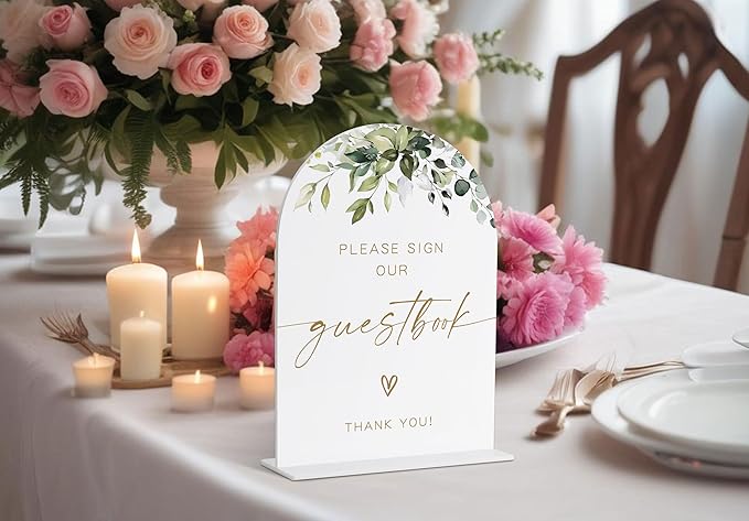 Please Sign Our Guestbook Sign, Greenery Gold Bridal Shower Decor, Wedding Guest Book Alternative, Wedding Signs for Ceremony and Reception, Acrylic Decor, Bachelorette Party Favors-32