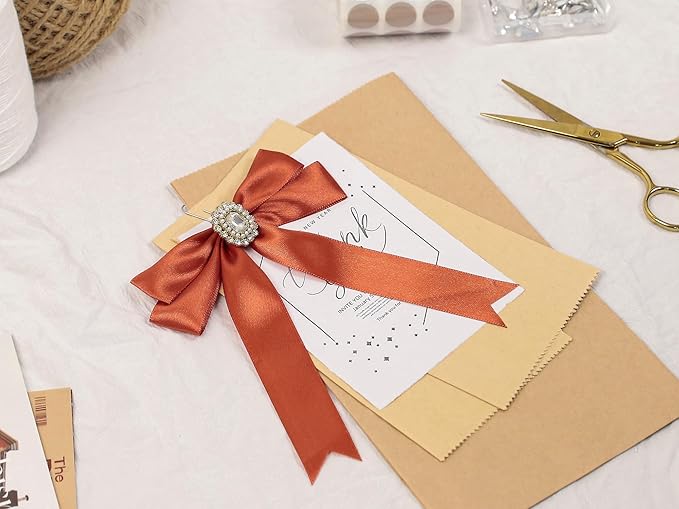 Copper Satin Ribbon 1 inch X Continuous 50 Yards, Single Face Polyester Ribbon Perfect for Gift Wrapping, Flower Bouquet, Wedding Decor, Crafts, Bow Making, Sewing and More
