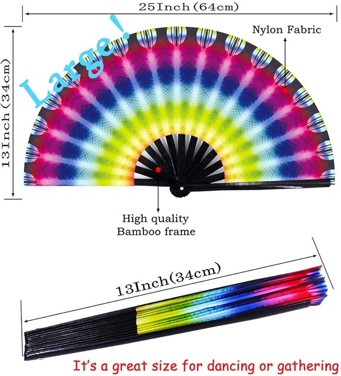 Amajiji Large Folding Hand Rave Fan Popping Fan for Line Dancing Clacking Fans for Boots On The Ground Dance,Party,Decoration,Festival (Ａperture)