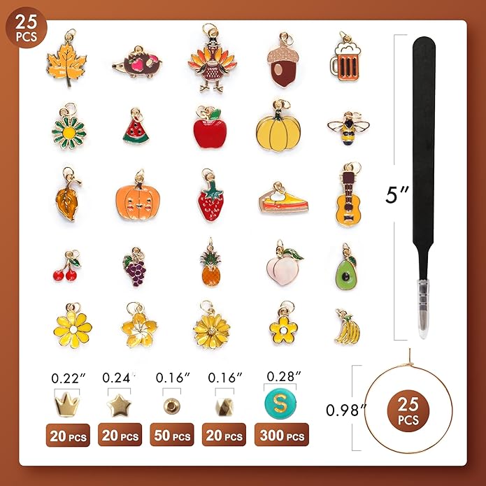 DIY Wine Glass Charms Kit, 25pcs Personalized Reusable Drink Marker Tags, Glass Identifiers for Wine Tasting Party, Unique Hostess Gifts & Party Decorations