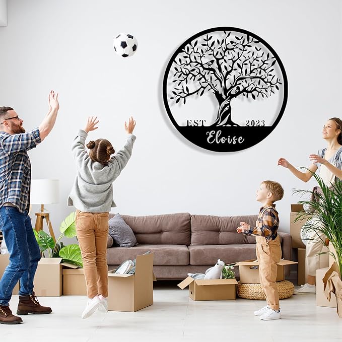 Personalized Tree of Life Metal Sign Wall Art Decor, Custom Wedding Gifts for Couples, Custom Family Name Sign, Christmas Valentine's Day Housewarming Gifts
