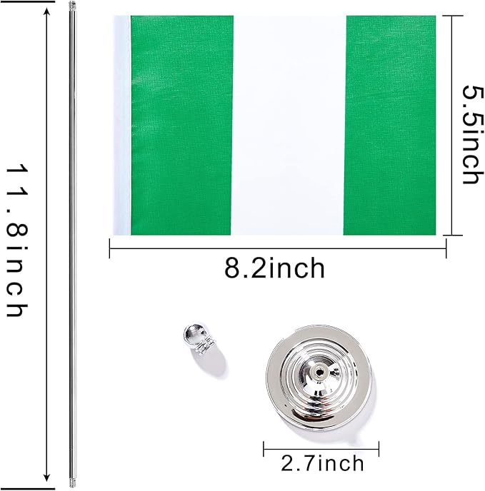 ZXvZYT 2 Pack Nigeria flag Nigerian Table Flag Small Mini Nigerian Desk Flags With Stand Base,International Festival Events Celebration Decorate,Home office Decorations