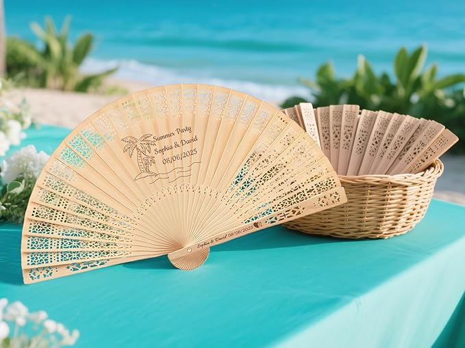 1Pcs Personalized Folding Hand Fans Custom Engraved Summer Wedding Fans,Personalized Wooden Fans Party Favor Bridal Shower Gifts for Guests