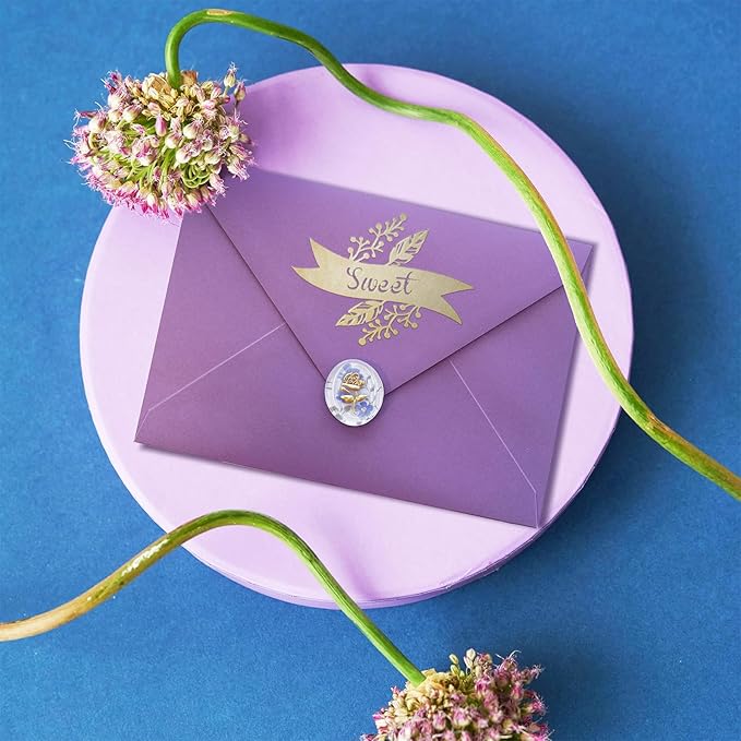 50 Pack 4x6 Envelopes Letter Size, Purple A4 Envelopes Self Seal for Wedding Invitation, Envelope 4.3x6.3 for Greeting Cards, Photos, Baby Shower, Graduation, Thank You Cards, Announcements