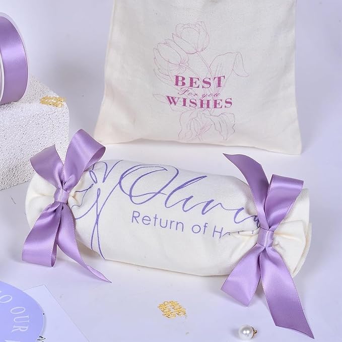 1" x 50 Yards Light Purple Satin Ribbon Single Faced Fabric Ribbons for Gift Wrapping, Crafting, Bows Making, Flower Bouquet, Wedding, Home Decor