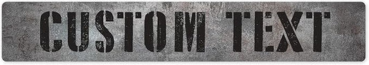 Custom Sign, Custom Street Sign, 11 Font Colors, 13 Font Styles, 4 Hole Options, 22 Sizes, 6x36 Inches, Rust Free DiBound, Fade Resistant, Made in USA by My Sign Center (Grunge Metal)