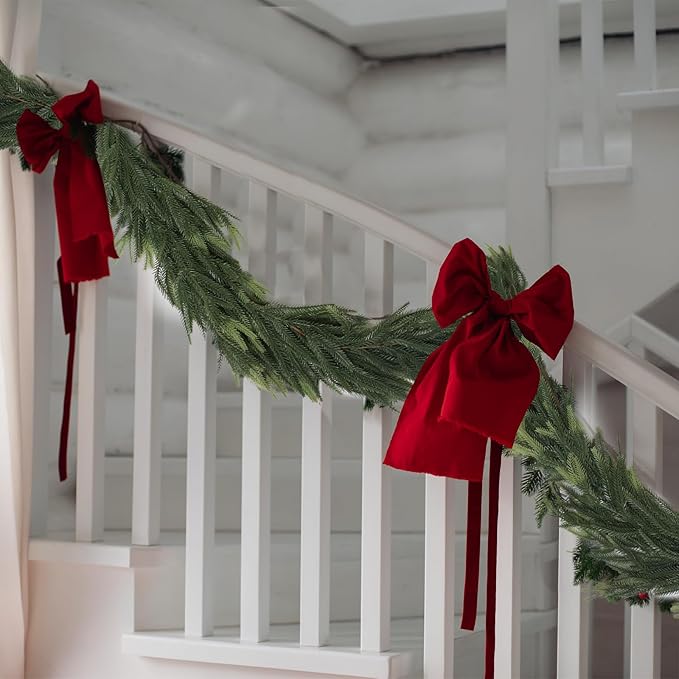MAKHOT 1-Piece 5.6Ft Artificial Pine Needle Garland, Real Touch Winter Pine Garland, Faux Christmas Garland for Table, Mantle, Wall, Indoor, Outdoor Christmas Decorations
