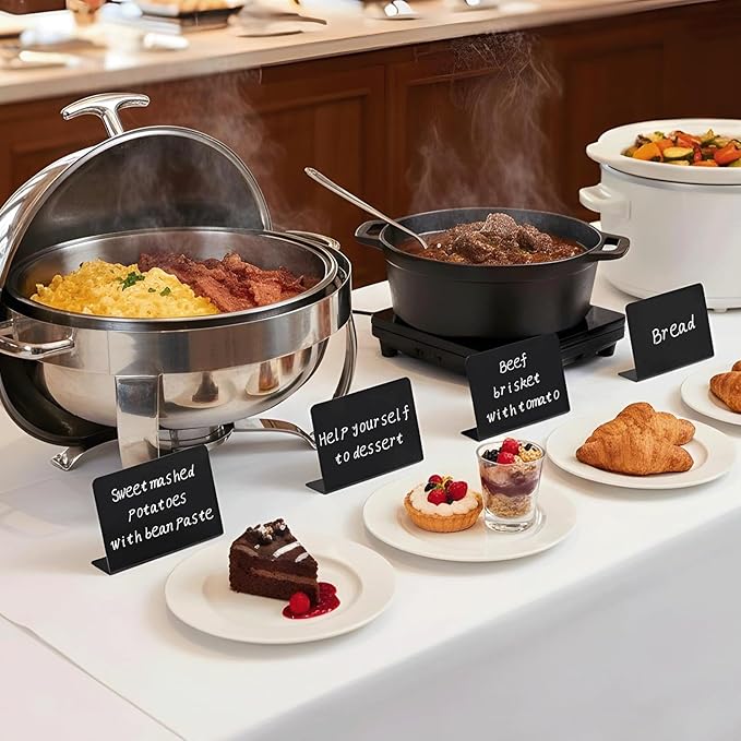 40 Pack 4"x3" Mini Chalkboard Signs for Food, Reusable and Reserved Small L-Shaped Food Labels for Party Buffet, Easy to Write and Wipe Out, Message Board Signs, Weddings, Birthday, Bakery