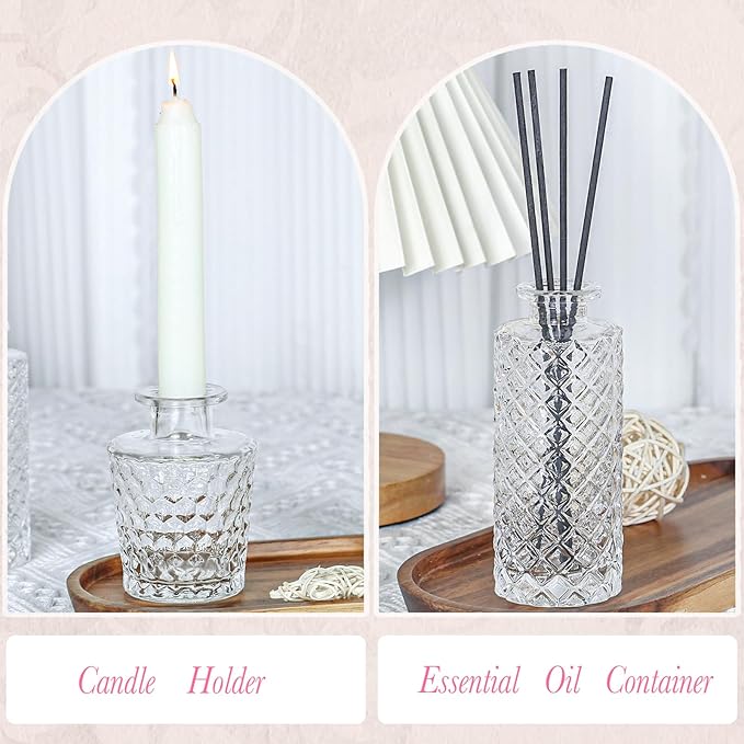 Clear Glass Bud Vases Set of 5, Mini Flower Vase for Centerpieces, Small Clear Vases in Bulk for Wedding Decorations, Vintage Vase for Table, Recepetion, Home Décor