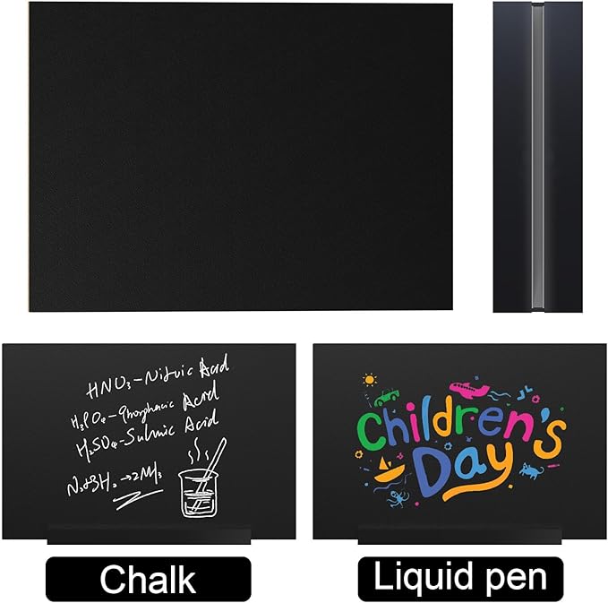 EHWINE Mini Chalkboard Easel Sign Set,8 Pack 6x8 Inch Wooden Boards with Acrylic Base and Liquid Chalk Markers, Reusable Double Sided Tabletop Display for Wedding, Restaurant, Party, Coffee Shop Decor