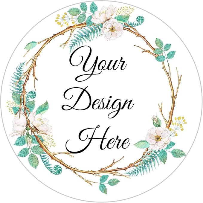 Premium Custom Stickers Labels - Personalized Stickers for Businesses Logo and Name. Birthday Pets and Label Product Boxes Wedding Favors Waterproof Labels (wreath 7, 2 inch)