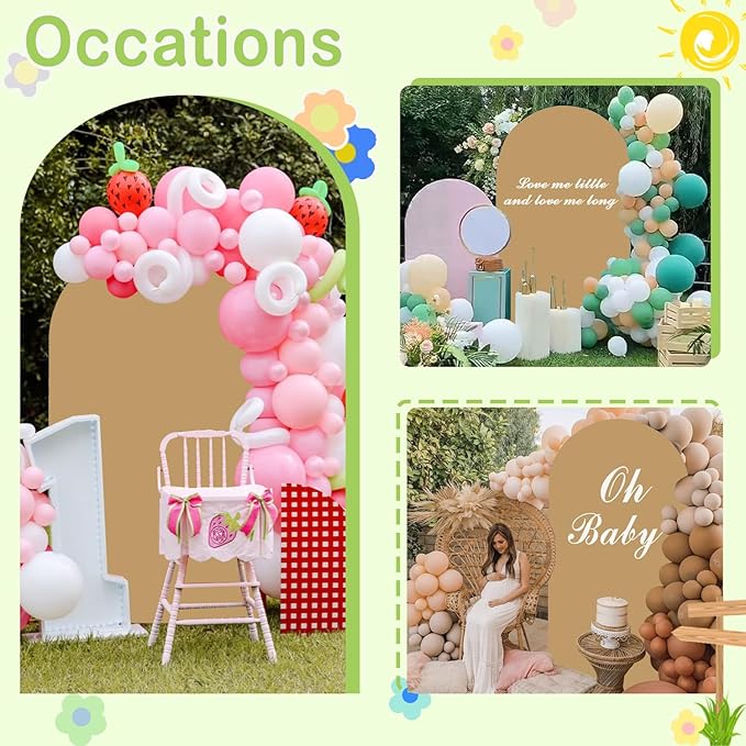 Khaki Arch Cover 4FT Brown Spandex-Arch-Cover Round Top Wedding Chiara Arched Cover Tan Arches Frame Covers Double Sided Backdrop Panels for Baby Shower Birthday Party Balloon Decoration