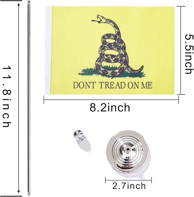 ZXvZYT 2 Pack American US Don't Tread On Me flag USA Snake table flag,Small Mini United States Tea Party Snake Desk Flags With Stand Base,for Patriots Parades Party Events Celebration Decorations