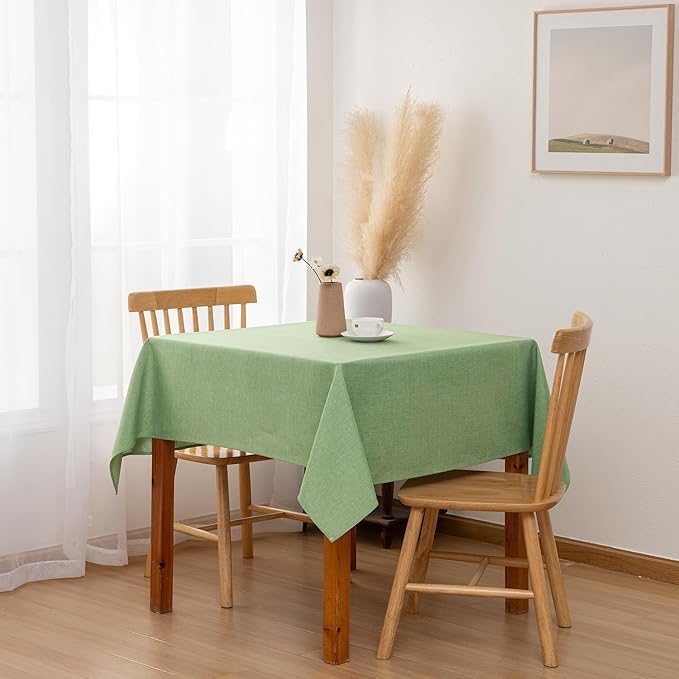 Hiasan Faux Linen Square Tablecloth - Wrinkle and Stain Resistant Washable Decorative Fabric Table Cloth for Kitchen Dining Room Holiday Table Cover for Dinner, Sage Green, 54 x 54 Inch
