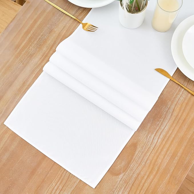 2 Pack White Table Runner 12 x 72 Inch Solid Color Farmhouse Runners Coffee Table Dresser for Daily Party Home Decoration