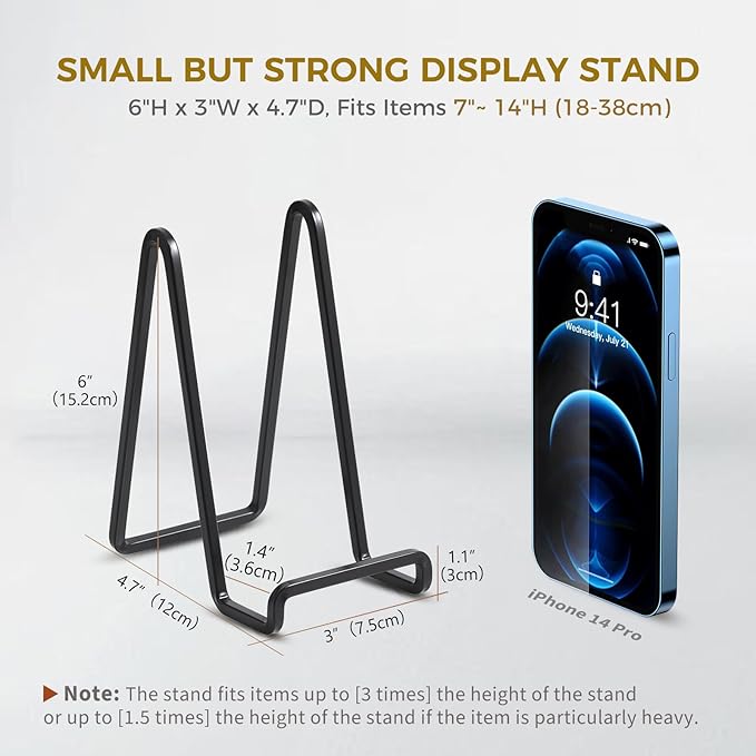 Plate Holder Easel Display Stand - 6 inch Metal Plate Stands for Display - Tabletop Picture Stand - Black Iron Easels for Display Pictures | Photo Frames | Book | Decorative Plates | Plaque - 4Pack
