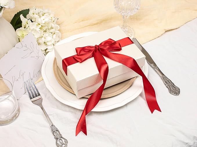 Red Satin Ribbon 1 inch X Continuous 25 Yards, Single Face Polyester Ribbon Perfect for Gift Wrapping, Flower Bouquet, Wedding Decor, Crafts, Bow Making, Sewing and More