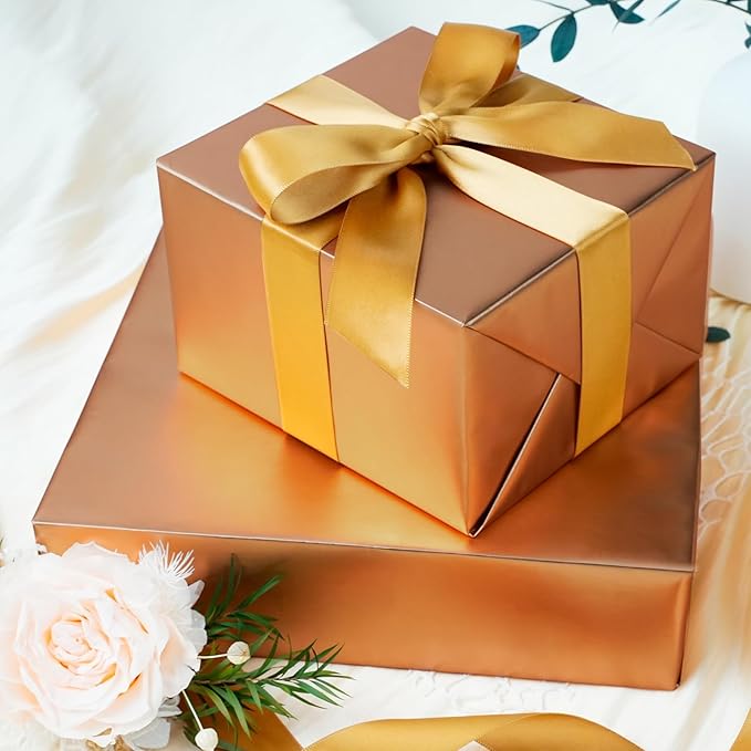 LaRibbons 1 1/2 Inch 25 Yard Double Faced Satin Ribbon,Yellow Gold Satin Craft Fabric Ribbon for Gift Wrapping Floral Bouquets Wedding Party Decoration