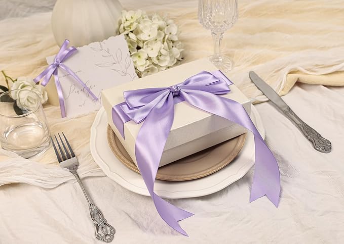 Lavender Satin Ribbon 1-1/2 inch X Continuous 100 Yards, Single Face Polyester Ribbon Perfect for Gift Wrapping, Flower Bouquet, Wedding Decor, Crafts, Bow Making, Sewing and More