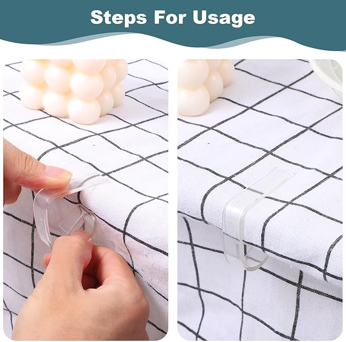 120 Pieces Transparent Clear Plastic Tablecloth Clips, Windproof Picnic Table Skirting Clamps Ideal for Outdoor Camping Picnic Christmas Weddings Banquets Graduation Parties (e Shape)