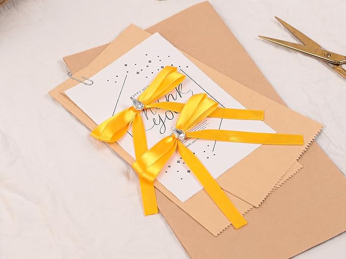 Yellow Satin Ribbon 3/8 inch X Continuous 100 Yards, Single Face Polyester Ribbon Perfect for Gift Wrapping, Flower Bouquet, Wedding Decor, Crafts, Bow Making, Sewing and More