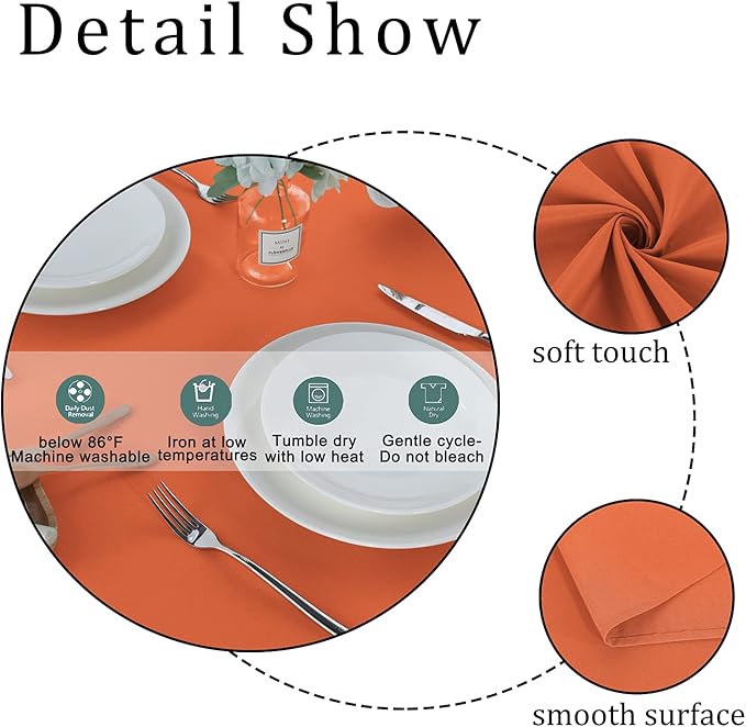 Fitable Rectangle Tablecloth Stain and Wrinkle Resistant Washable Polyester Table Cloth for Buffet Parties and Camping (60x84 inch, Orange)