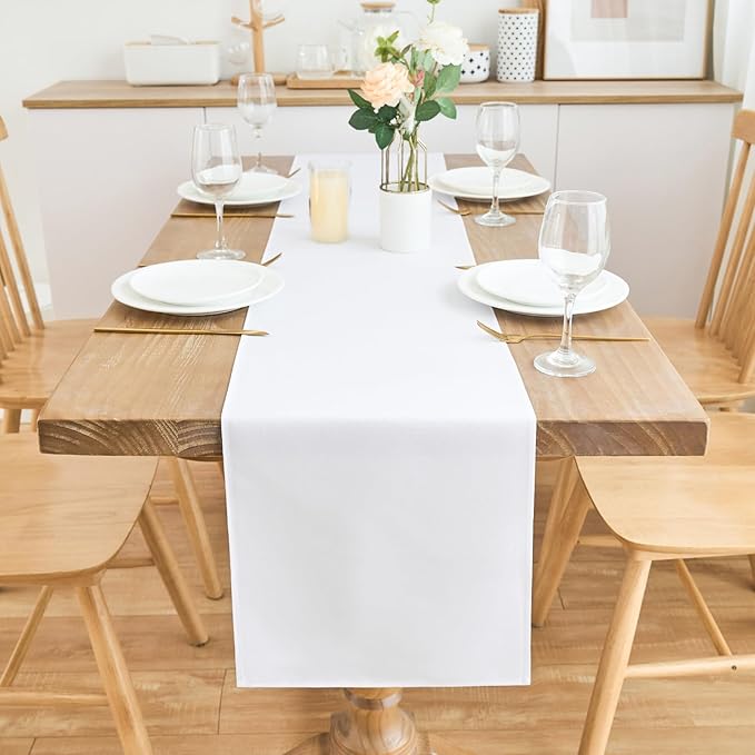 2 Pack White Table Runner 12 x 60 Inch Solid Color Farmhouse Runners Coffee Table Dresser for Daily Party Home Decoration