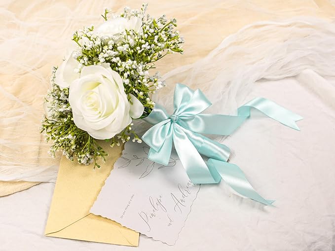 Light Blue Satin Ribbon 1 inch X Continuous 100 Yards, Single Face Polyester Ribbon Perfect for Gift Wrapping, Flower Bouquet, Wedding Decor, Crafts, Bow Making, Sewing and More
