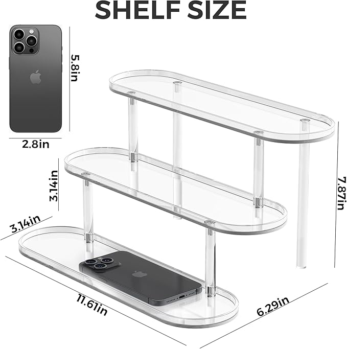 Acrylic Risers Display Stand, Clear Perfume Organizer, Clear Cupcake Stand Holder, Dessert Display for Party, Display Shelf for Cologne Skincare Collection 𝐚𝐦𝐢𝐢𝐛𝐨 Funko-POP Figure 2PCS