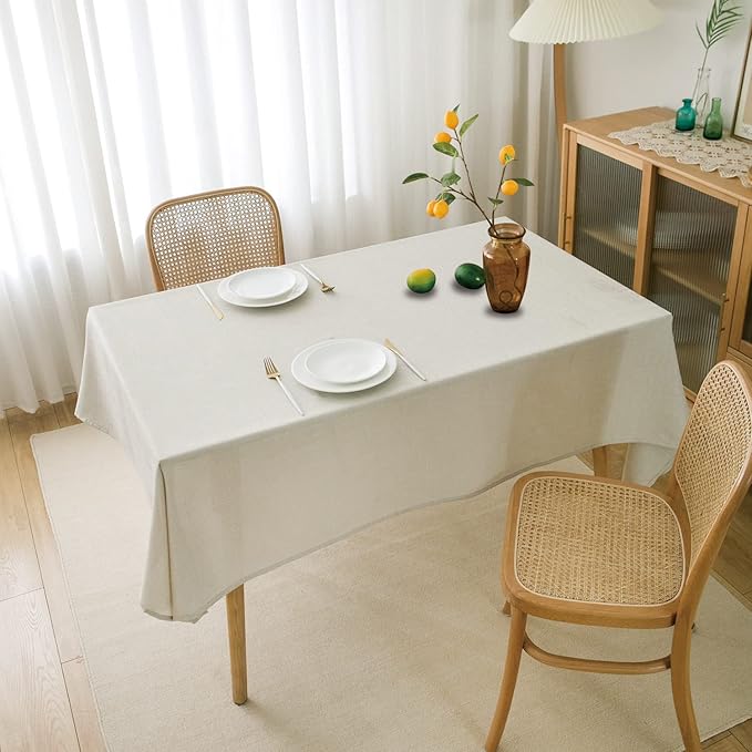 NLMUVW Square Linen Tablecloth 54 Inch Linen Textured Table Cloth Water Resistant Farmhouse Decorative Table Cover for Dining Kitchen Card Cafe, 54 x 54 Inch