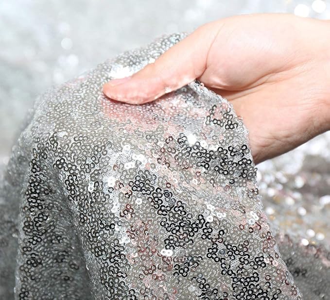 Poise3EHome Silver Sequin Backdrop Curtain, 4 PCS 3FT x 8FT Sequin Panels for Backdrop,Sequence Wedding Party Background Drapes