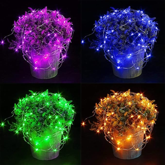 CYLAPEX 16 Pack Multicolor Fairy Lights, Battery Operated String Lights Micro LED Starry String Lights on 3.3ft/1m Silvery Copper Wire for Christmas Decoration Costume Wedding Party Decor
