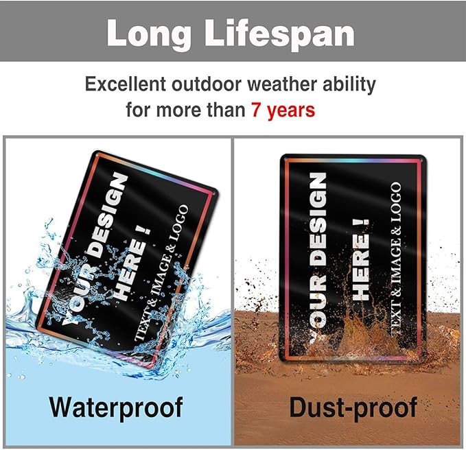 Custom Signs Outdoor Metal Sign - 12 x 8 Customized Personalized Aluminum Signs for Office, Home, Business, Decor, Custom Road Signs, Rust-Proof Sign (Colorful Text Box)