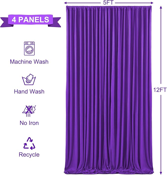 20ft x 12ft Purple Backdrop Curtains Wrinkle Free Backdrop Curtain for Wedding Parties Purple Fabric Backdrops Drapes Back Drop Cloth Bridal Shower Stage Curtains Wedding Decorations for Reception
