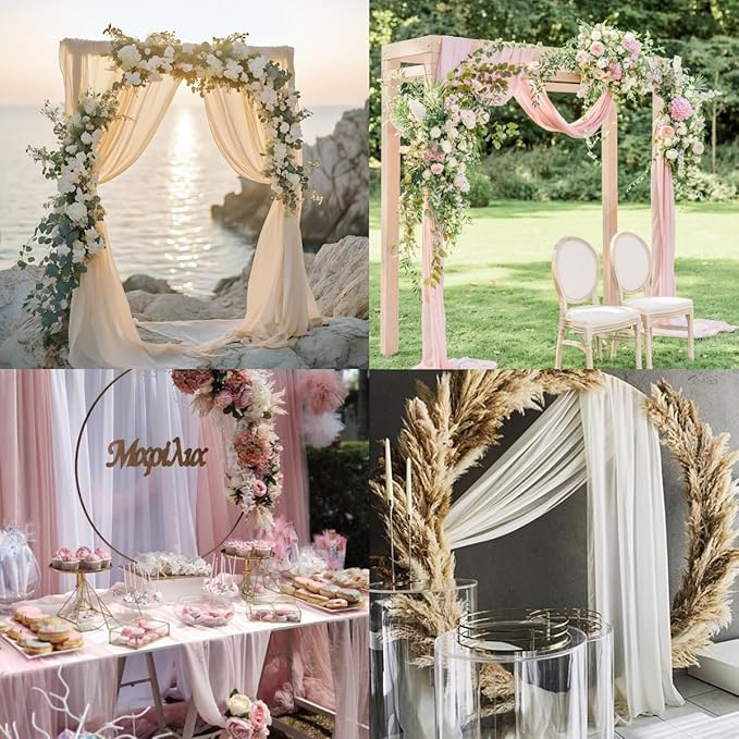 Socomi Wedding Arch Draping Fabric 29" x 20Ft 1 Panel Fuchsia Sheer Outdoor Curtain Drapes Extra Long for Bridal Baby Shower Ceremony Birthday Party Decor