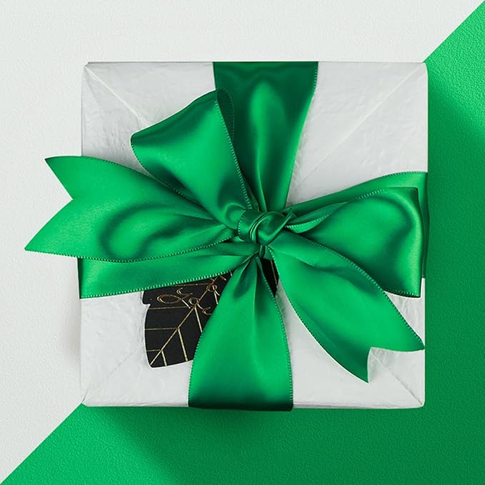 1-1/2" x 50 Yards Emerald Green Satin Ribbon Single Faced Fabric Ribbons for Gift Wrapping, Crafting, Floral Arrangements, Flower Bouquet, Wedding, Home Decor
