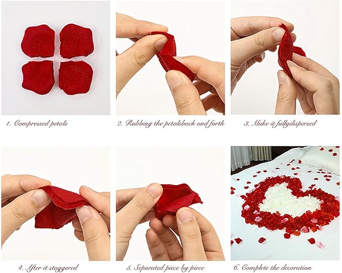 1000Pieces Rose Petals, Artificial Flower Petals Fake Rose Petals for Romantic Night,Wedding,Proposal Anniversary Flower Decorations(Dark Red)