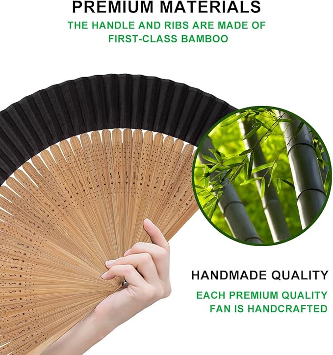 Amajiji Small Folding Hand Fan for Women, Chinese Japanese Vintage Style Bamboo Silk Fans for Party Wedding Dancing Decoration Gift Performance