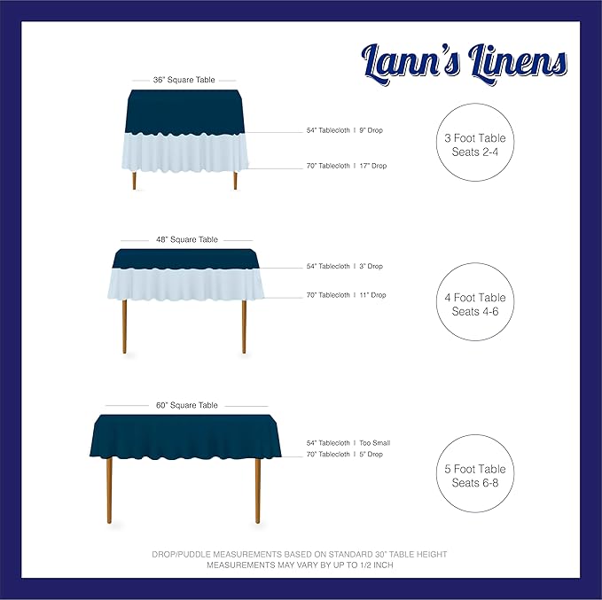 Lann's Linens - 70" Square Premium Tablecloth for Wedding/Banquet/Restaurant - Polyester Fabric Table Cloth - Dark Gray