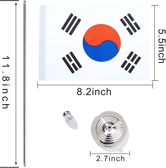 ZXvZYT 2 Pack Korea flag Korean Table Flag Small Mini Korean Desk Flags With Stand Base,International Festival Events Celebration Decorate,Home office Decorations