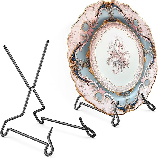 TR-LIFE Plate Stands for Display, 6.5 inch, 2 Pack – Fold-Flat, Stable X-Frame Picture Holder Easels for 6–12 in Plates, Frames and Books, up to 1.5 in Thick