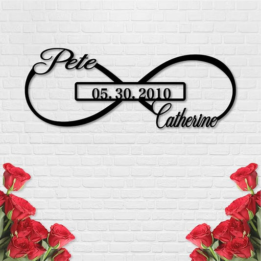 Personalized Infinity Symbol, Metal Love Sign, Love Sign Infinity Heart Sign Metal Wall Decor, Metal Wall Art Decor, Valentine'S Day Gift For Her, Personalized Anniversary Wedding Gift For Couple