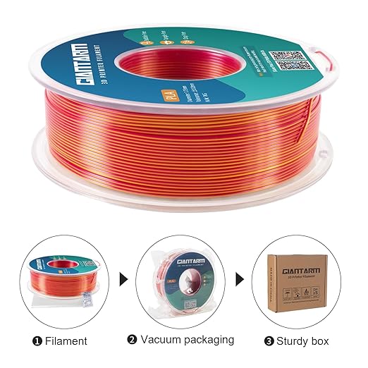 GIANTARM Dual Color PLA Filament, Silk PLA Filament 1.75mm +/-0.02mm,1KG Spool(2.2lbs) Vacuum Packaging, 3D Printing Filaments Fit Most FDM Printer