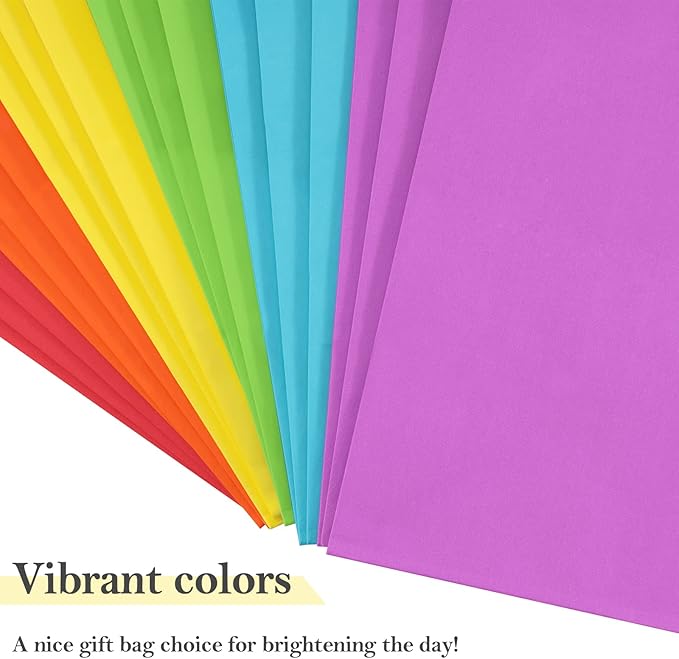 BagDream 48 Pieces 10x5x13 Assorted Gift Bags Rainbow Colors Kraft Paper Party Favor Gift Bags with Handles for Wedding, Baby Shower, Birthday, Gifts, Shopping and Party Supplies
