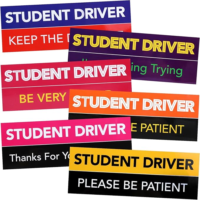 DIYMAG 6Pcs Student Driver Magnet for Car, 9" x 3.2" New Students Drivers Sign Magnetic Novice Magnetics Vehicle Safety Signs Reusable Movable