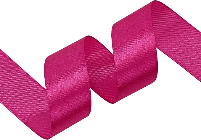 Rose Red Satin Ribbon 1 inch X Continuous 100 Yards, Single Face Polyester Ribbon Perfect for Gift Wrapping, Flower Bouquet, Wedding Decor, Crafts, Bow Making, Sewing and More
