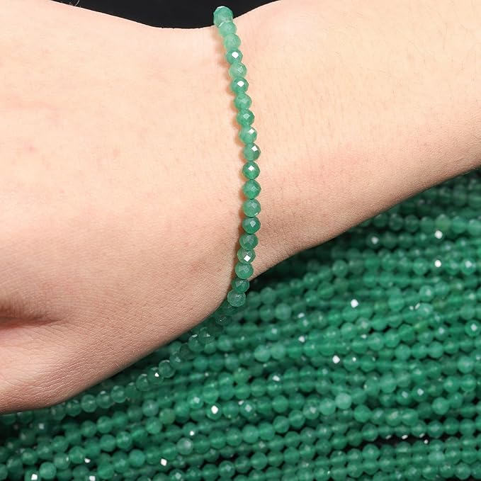 Song Xi 180pcs 2mm Natural Green Aventurine Gemstone Beads Faceted Round Loose Stone Beads for Jewelry Making
