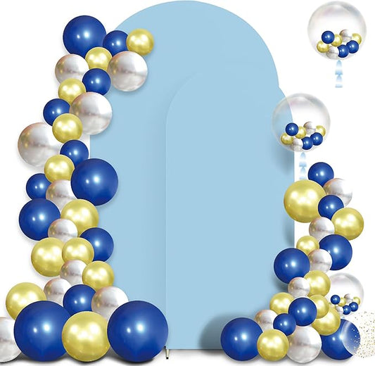 Set of 2 Arch Backdrop Cover Dusty Blue High Elastic Wrinkle-Resistant Arch Cover Spandex Fabric Thick Round Top Chiara Backdrop for Weddings Birthday Baby Shower Garden 6.6FT, 8FT