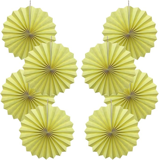 Yellow Hanging Paper Fans,Yellow Accessories Paper Decorations for Party,Color Party Decorations,Bee Themed Classroom Decor,12in Hanging Paper Fans 30 Color DIY Set （Light Yellow）