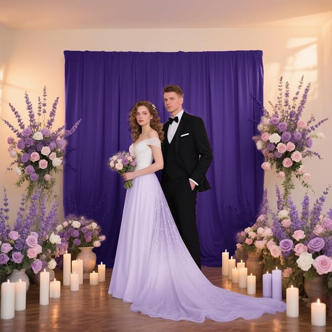 Sugargirl 10x10FT Purple Backdrop Curtains Polyester Photo Backdrop Drapes Curtains 2 Panels with Rod Pockets for Party Birthday Wedding Photography Home Decoration